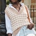 Abercrombie & Fitch NWOT Cropped Fuzzy Soft Sweater Vest Houndstooth Tan Size M