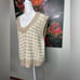 Abercrombie & Fitch NWOT Cropped Fuzzy Soft Sweater Vest Houndstooth Tan Size M