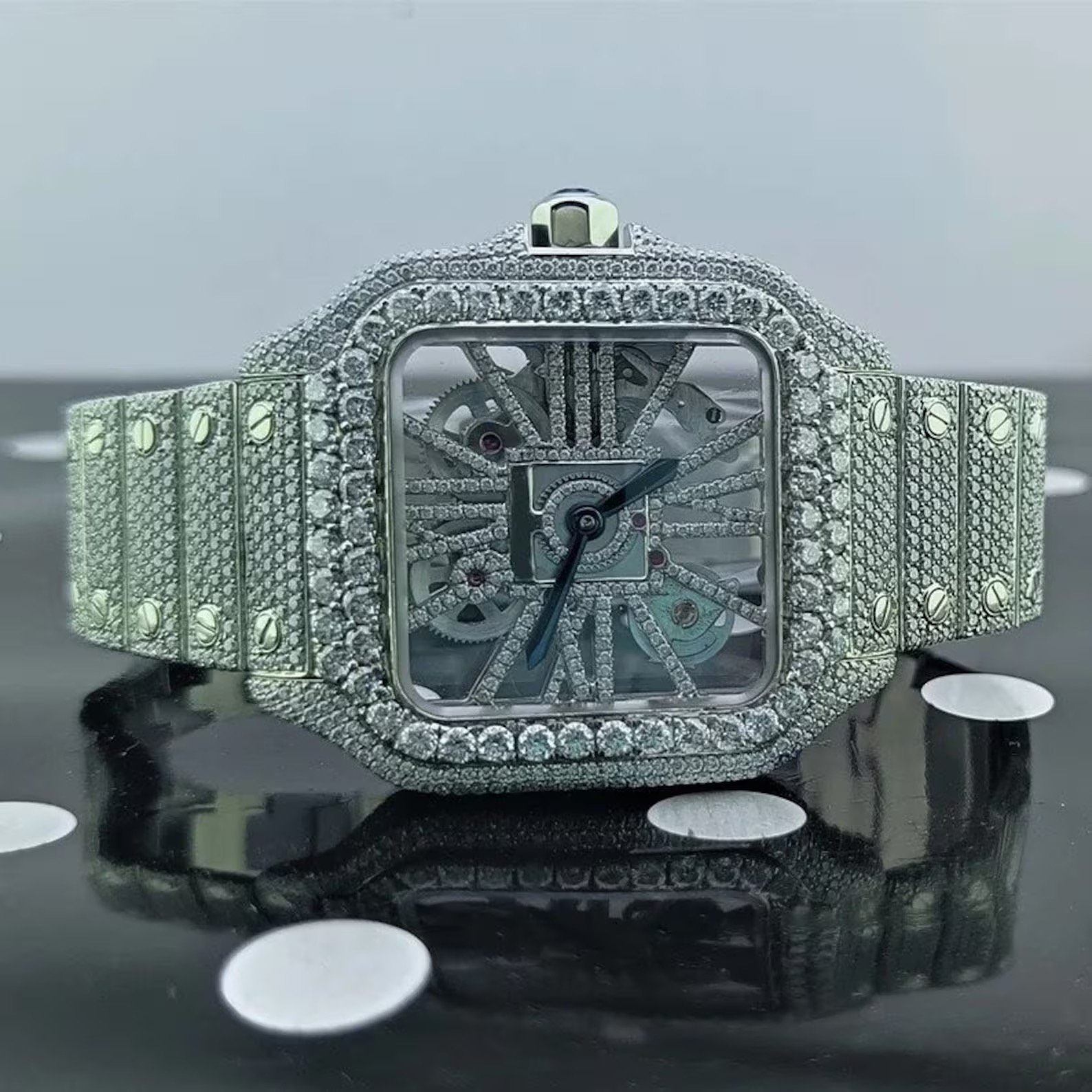 VVS Moissanite Luxury Watch Fully Automatic Diamond Dual Tone Iced Out Hip Hop
