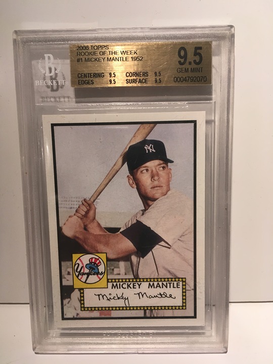 2006 Topps 1952 Rookie of Week #1 Mickey Mantle Graded BGS 9.5 True Gem