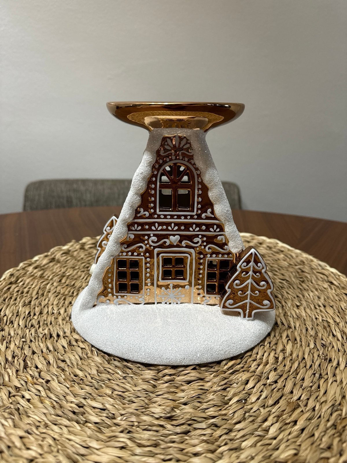 B&BW Light-Up Gingerbread House Pedestal Candle Holder