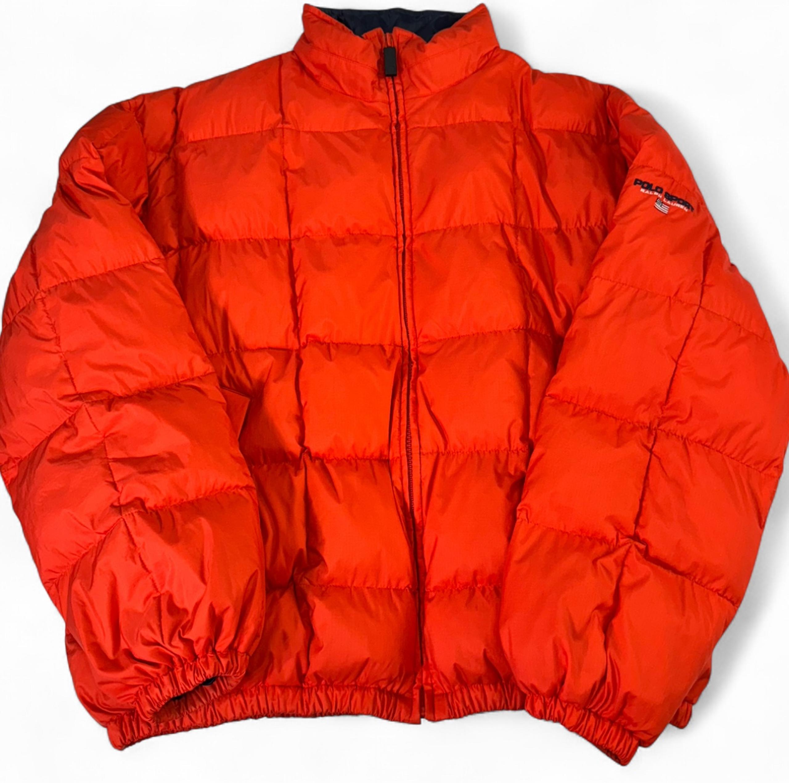Vintage Ralph Lauren Down Puffer Jacket Bright Orange Men's XL - Polo Sport