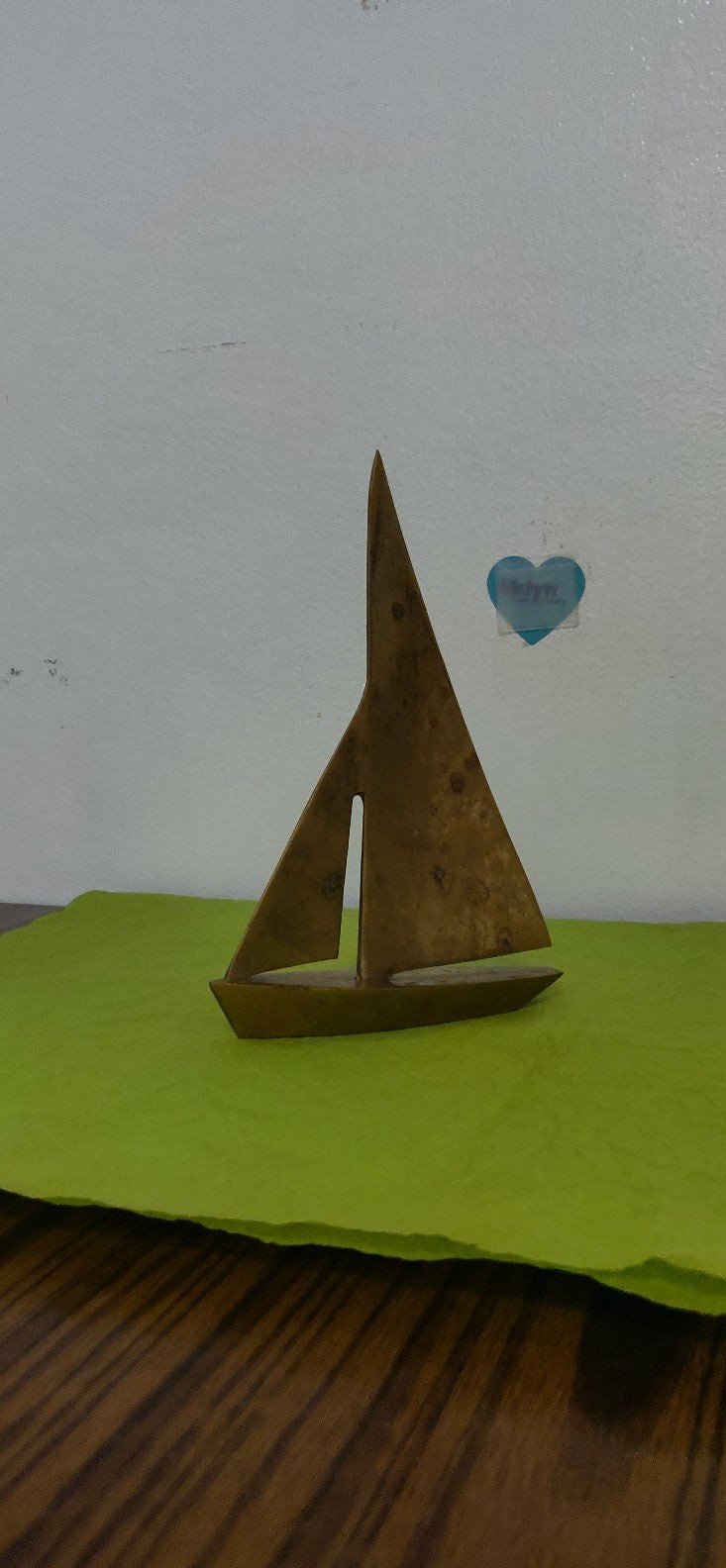Fantastic aged bronze brass quality solid metal golden color sailing boat statue