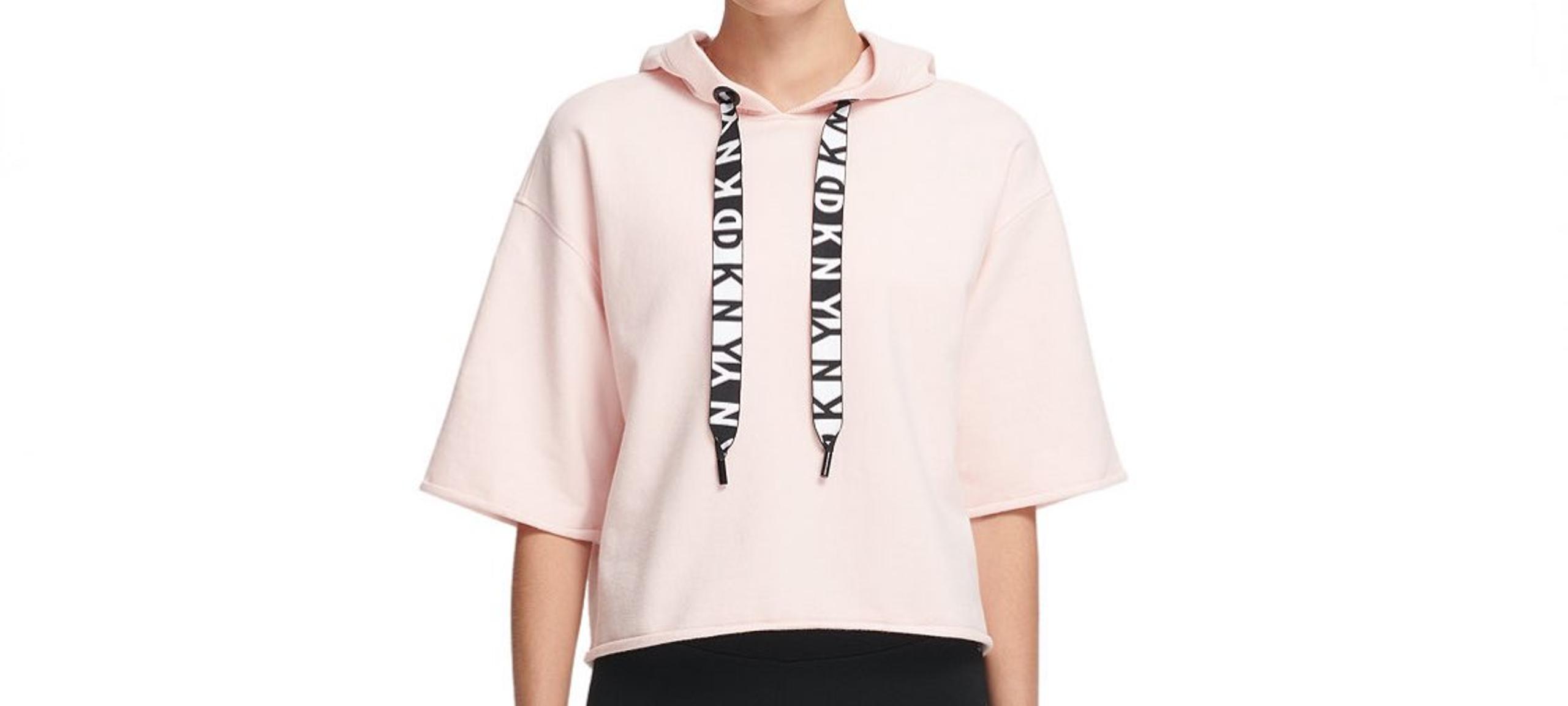 DKNY Women’s Cropped Fleece Logo Hoodie