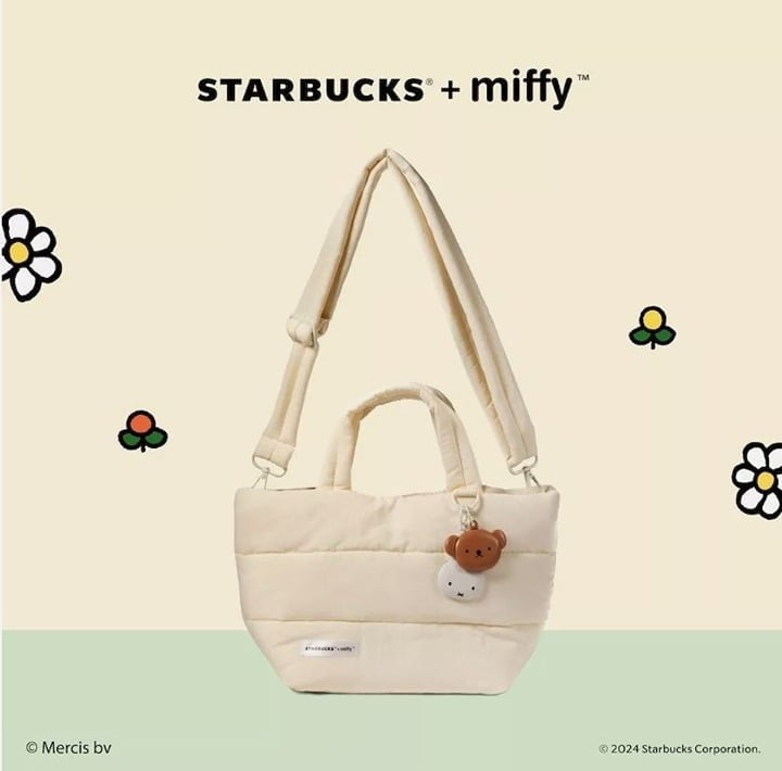 Starbucks Miffy Ivory Puffer Tote Bag 12 W x 8 H NEW WITH TAG (US SELLER)