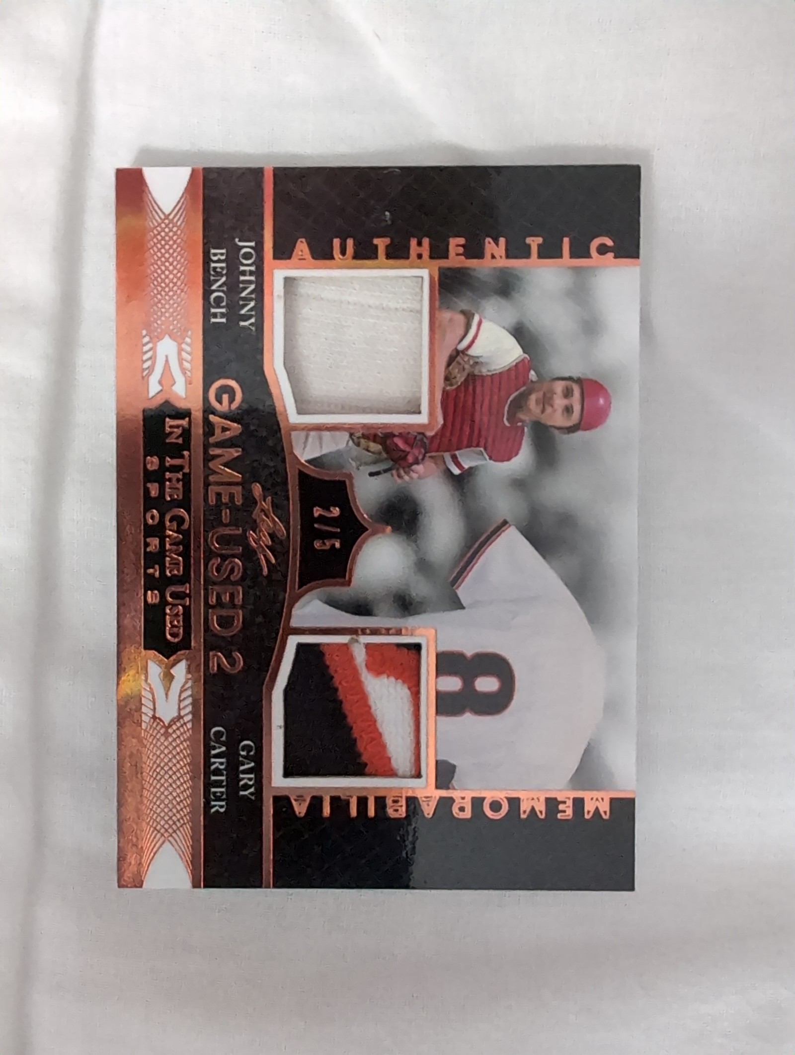 2024 Leaf In the Game Used Johnny Bench/Gary Carter 2/5