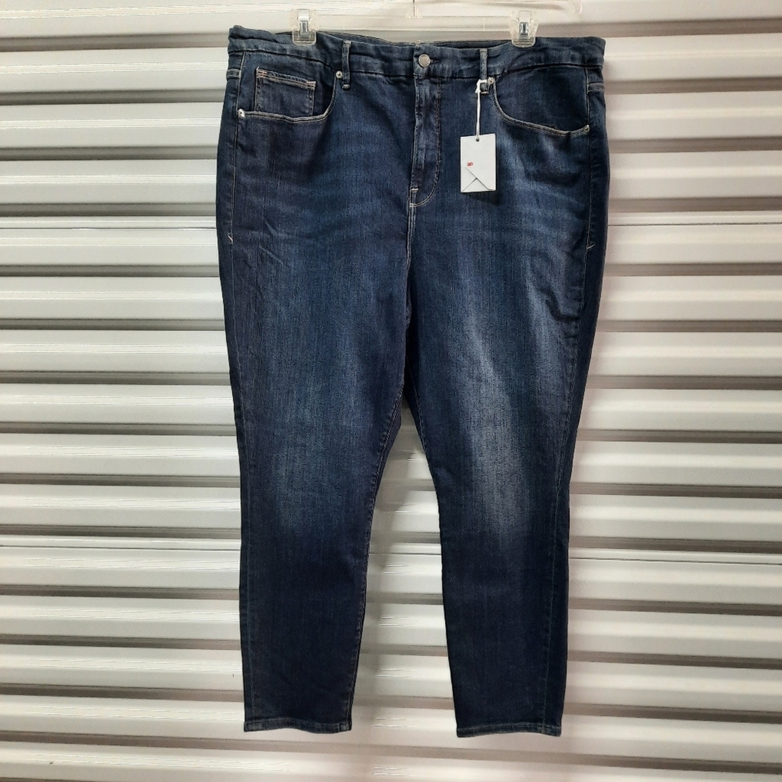 Good American Good Legs Crop Jeans Women's Plus Size 24 Blue Dark Denim
