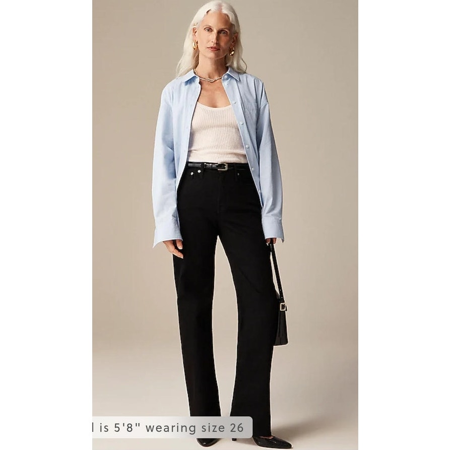 NWT J. Crew Petite Full-length Slim-wide Jean 1996 Semi-stretch Black 28P
