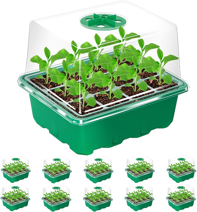 10 Packs Seed Starter Tray with Elevated Lid 120 Cells Thicken Seed