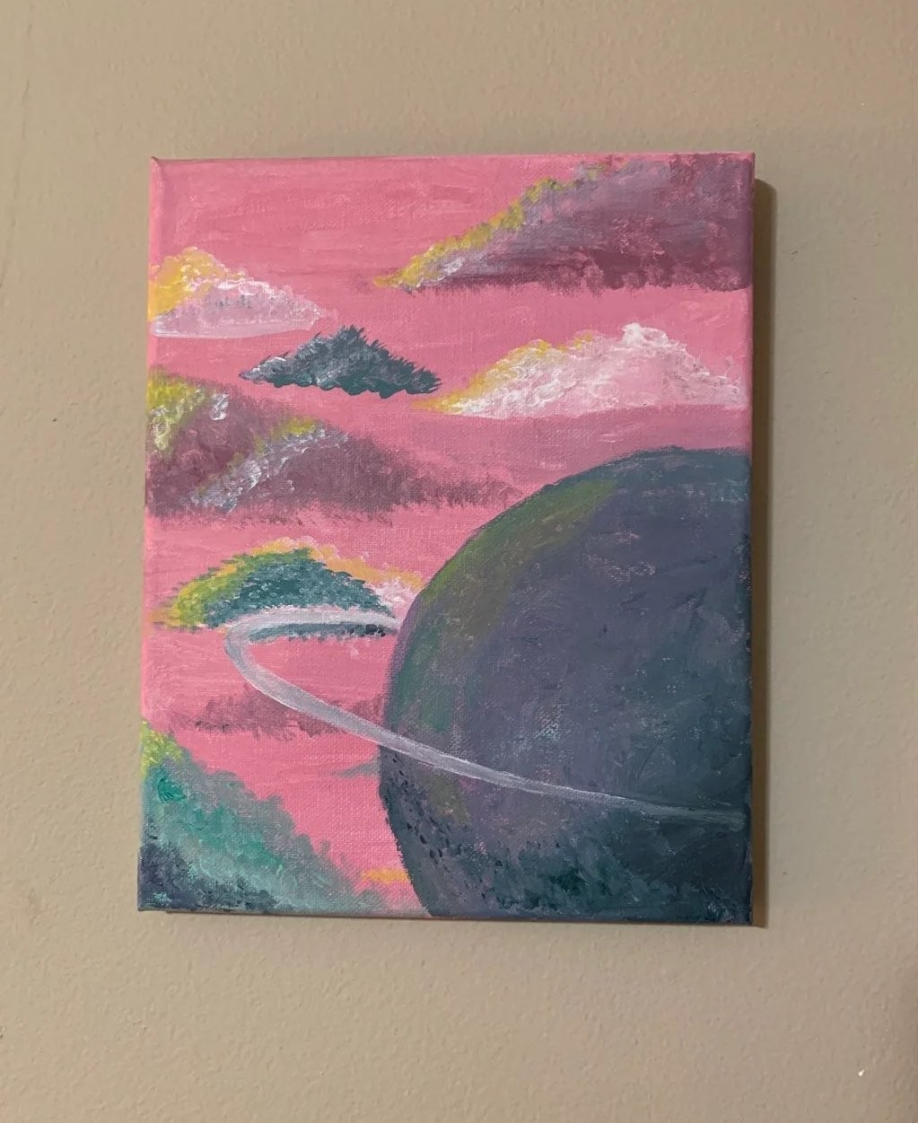 Galactic Blossom: A Celestial Pink Hues (hand painted)