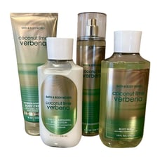 Bath & Body Works Coconut Lime Verbena Cream Lotion Mist Wash 4 Pc Set