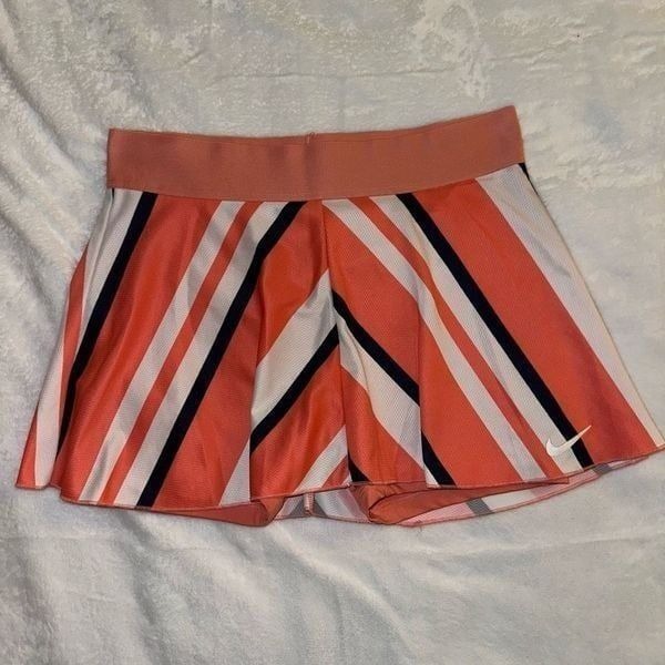 Nike Dri-fit Women’s Golf Skort Coral Black White Stripes Small EUC