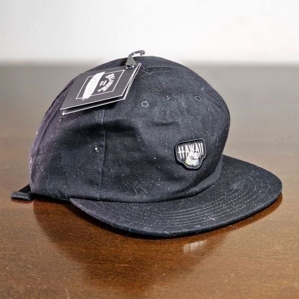 Billabong Gallery Hawaii Surfing Hat Flat Brim Black Hibiscus Logo Adjustable