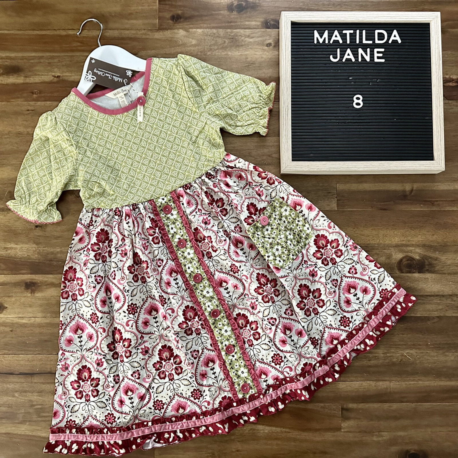 NWT Matilda Jane Heart To Heart Daydream Floral Maggie Knit Short Sleeve Dress 8
