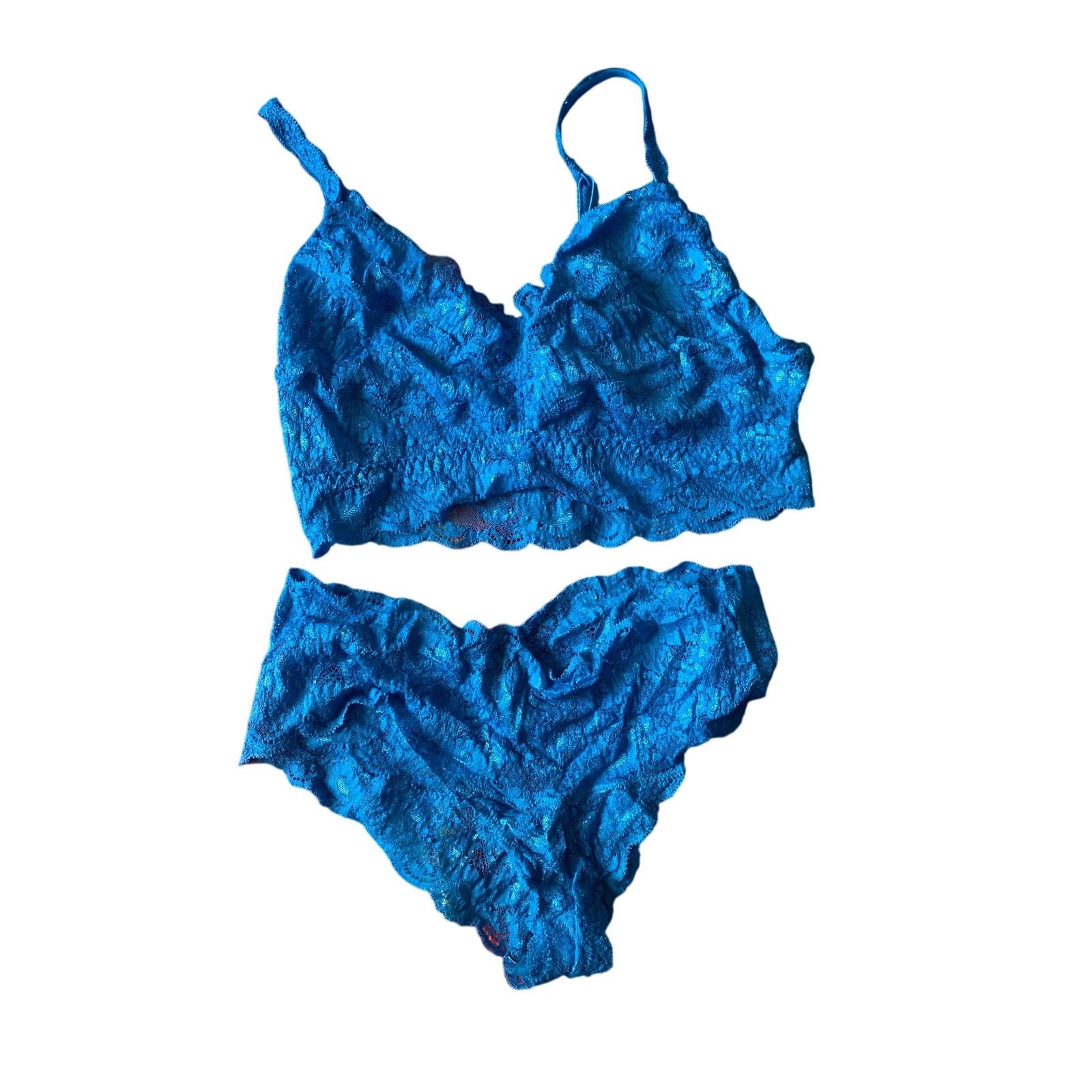 Cosabella blue lace bralette and panties