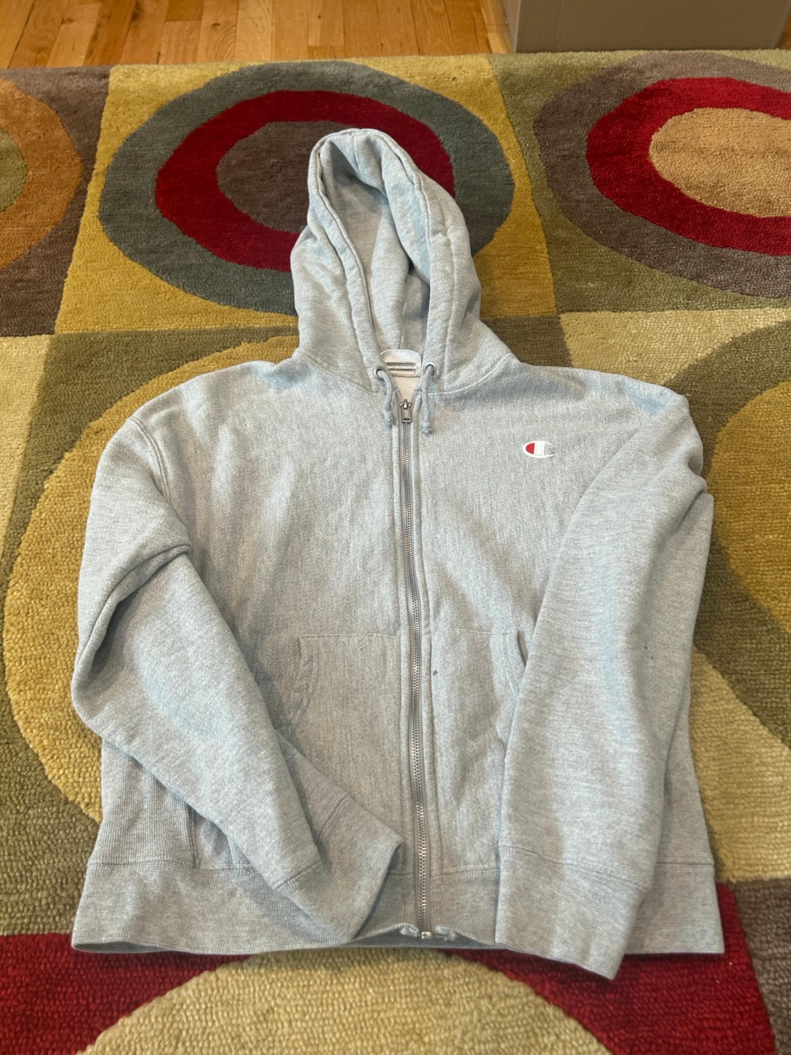Champion Reverse Weave Cropped Grey Zip Up Hoodie Sweatshirt Women’s Medium
