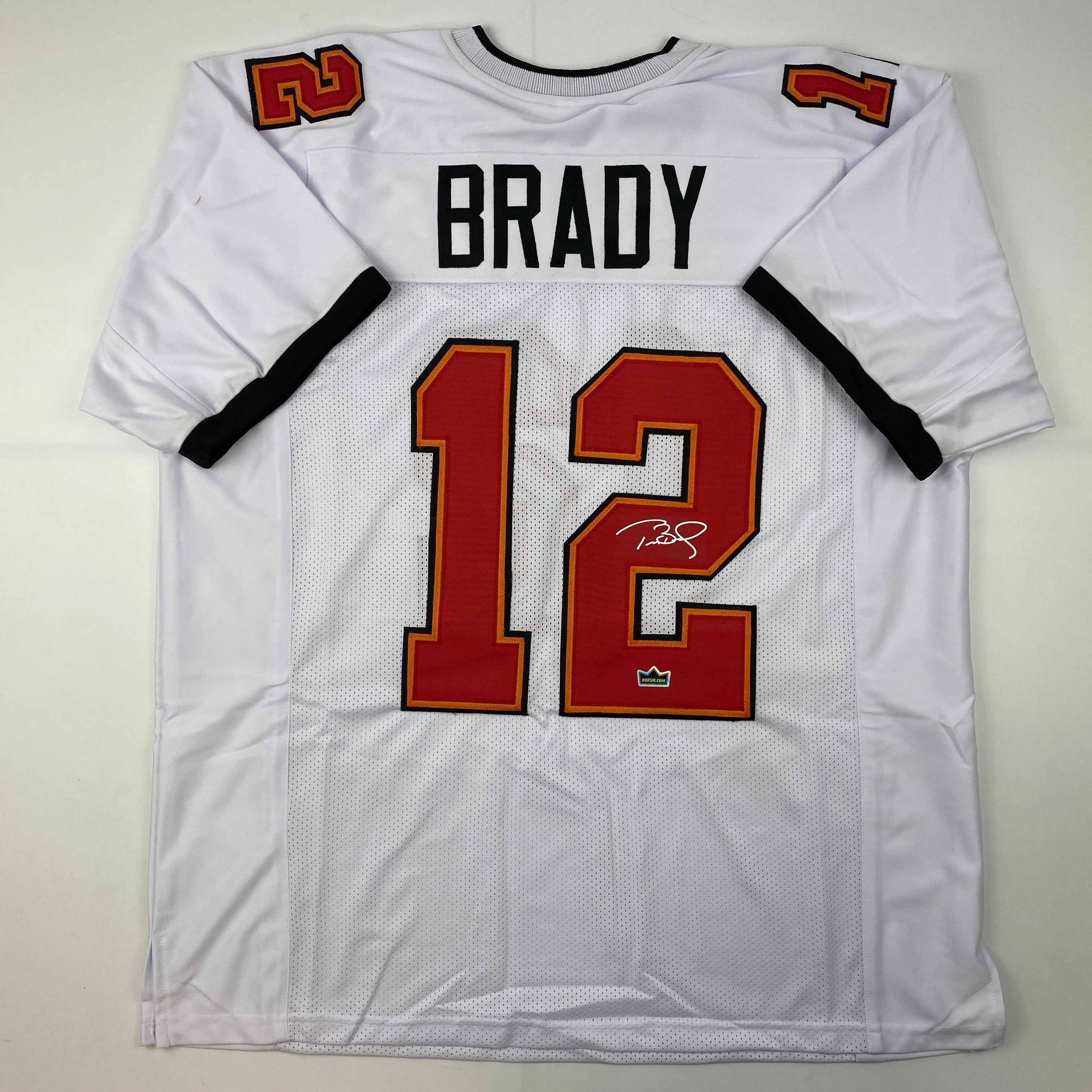 Facsimile Autographed Tom Brady Tampa Bay White Auto Jersey Size Men's XL