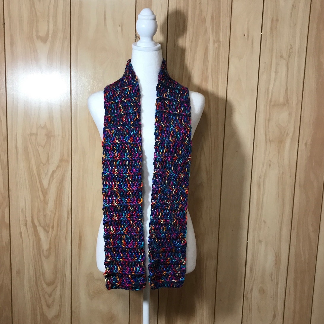 Soft Multicolor Handmade Crocheted Scarf by Dawny