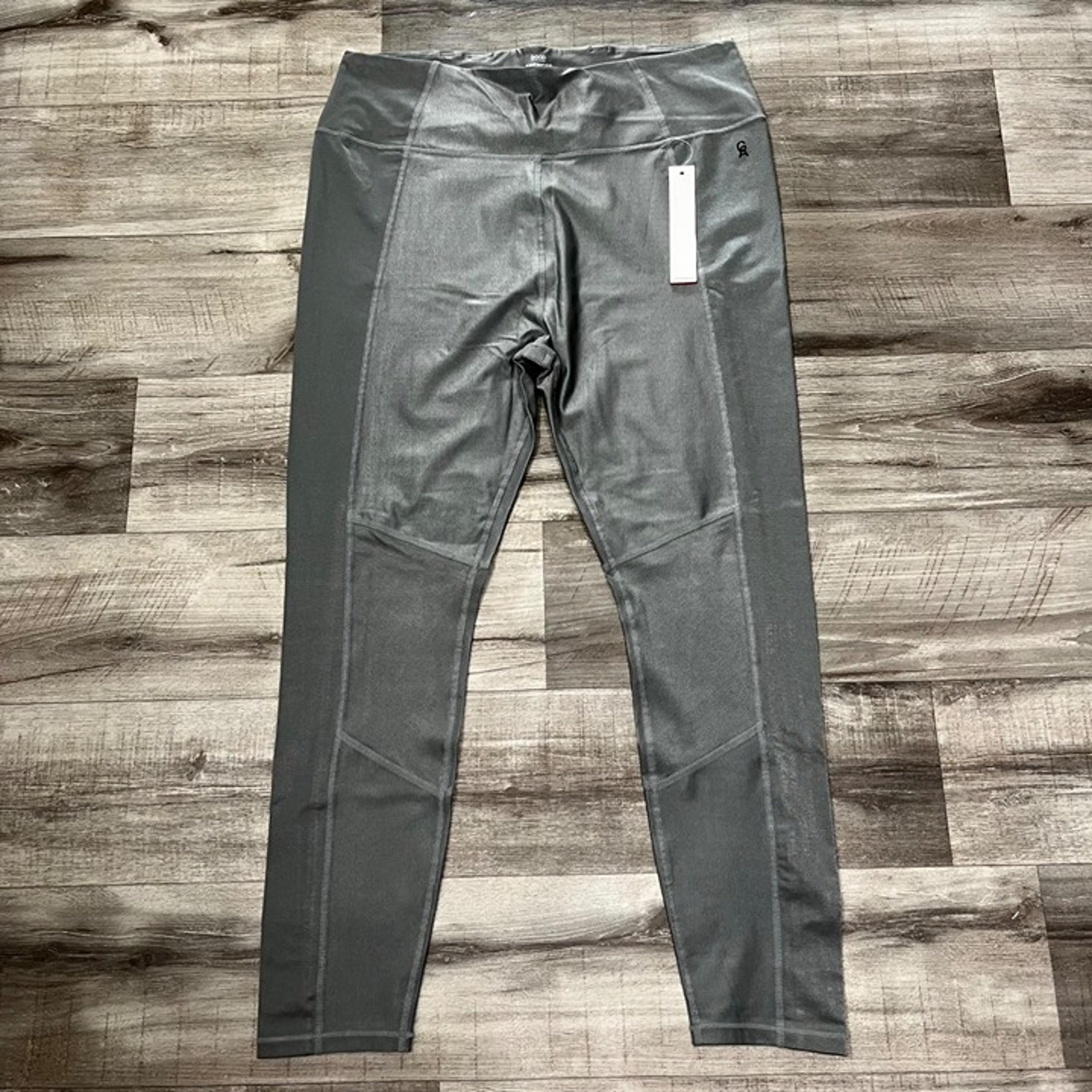 Good American High Rise Shiny Rib Yoga Pants Grey NWT Women’s Size 7