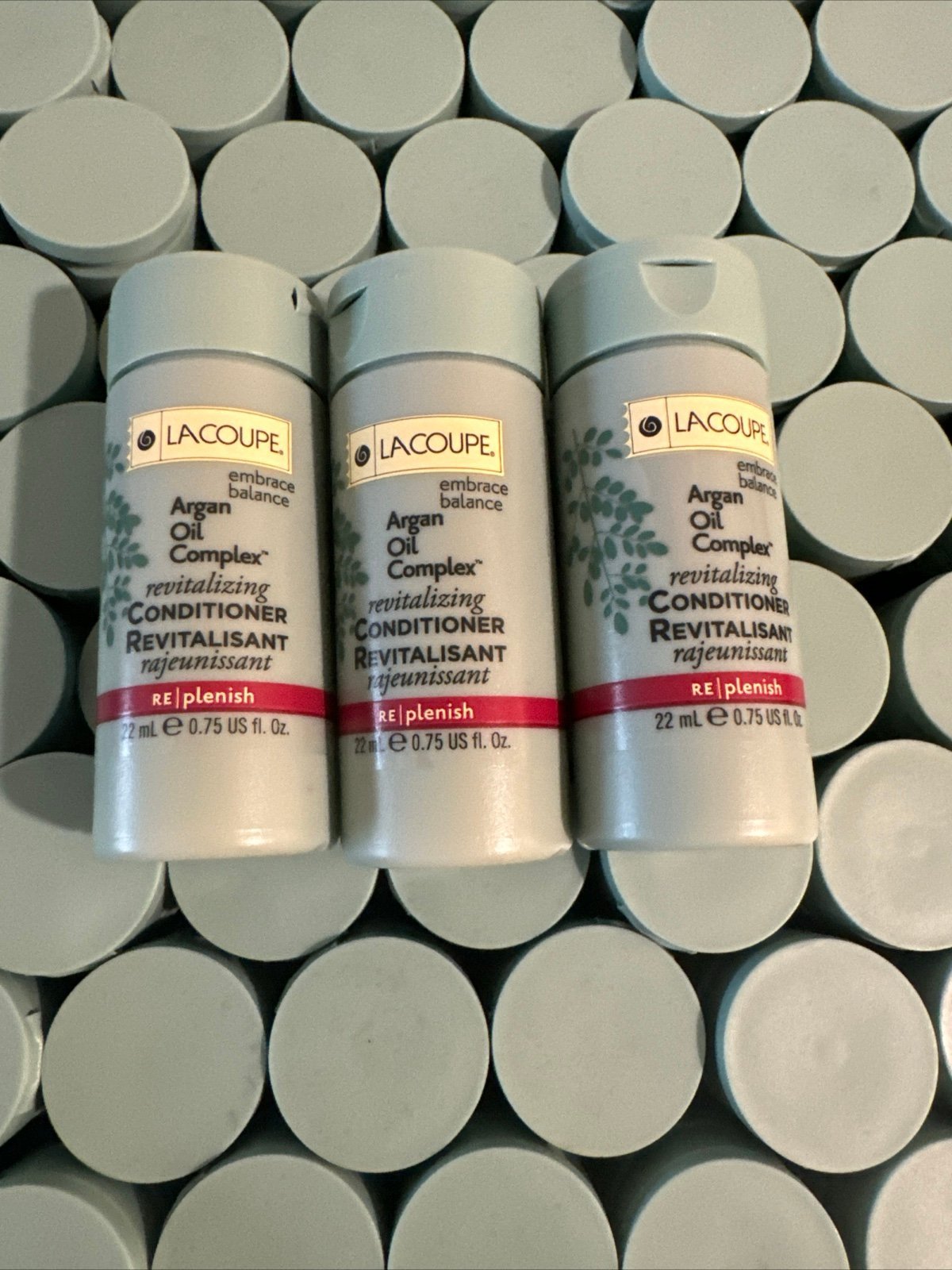 LaCoupe Argan Oil Complex Revitalizing Conditioner 22ml .75oz ea Travel Lot X 50