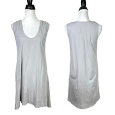 Frank & Eileen Tee Lab Gray Scoop Neck Raw Hem Cotton Mini Sleeveless Tank Dress