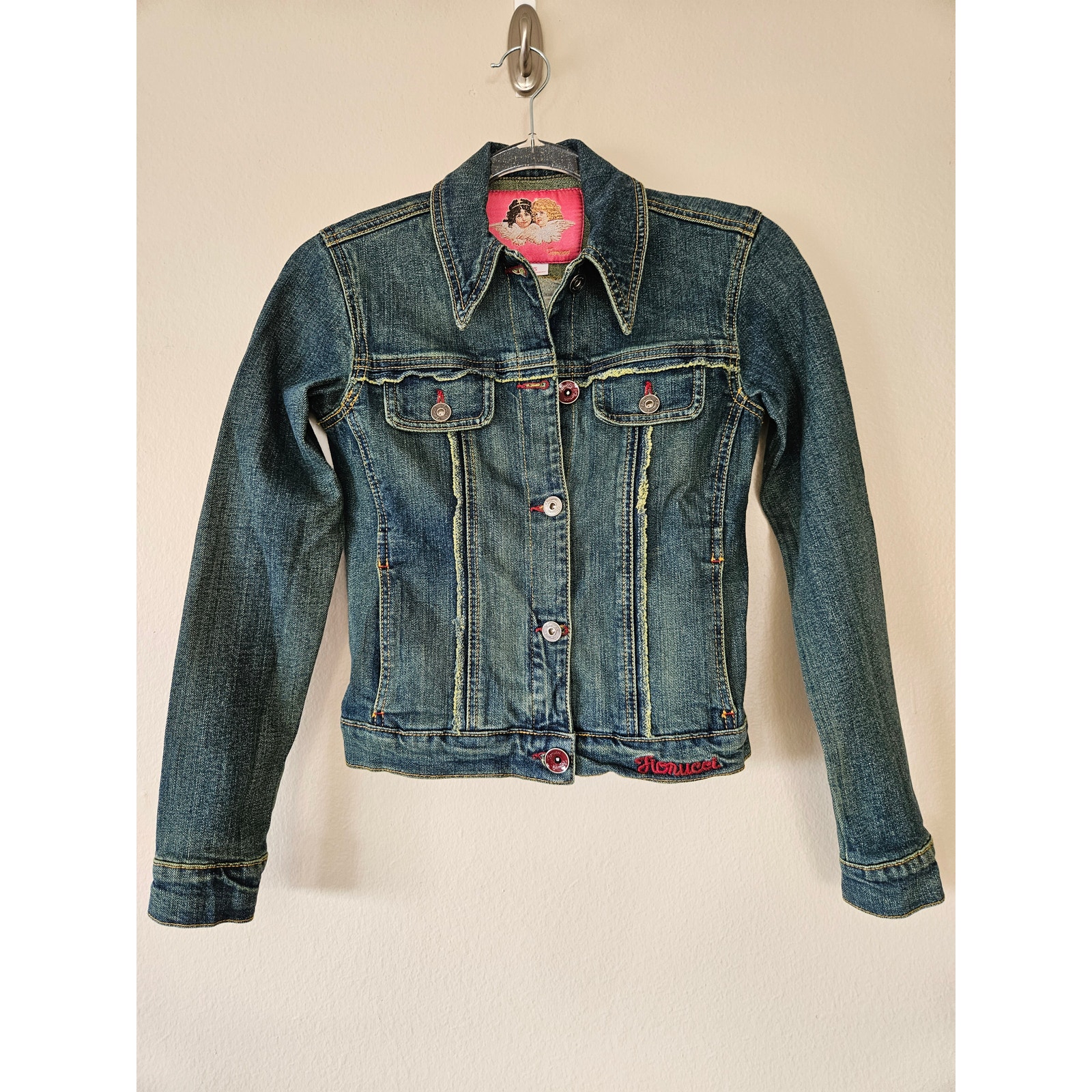 Fiorucci Embroidered Fitted Denim Jacket, Size XS