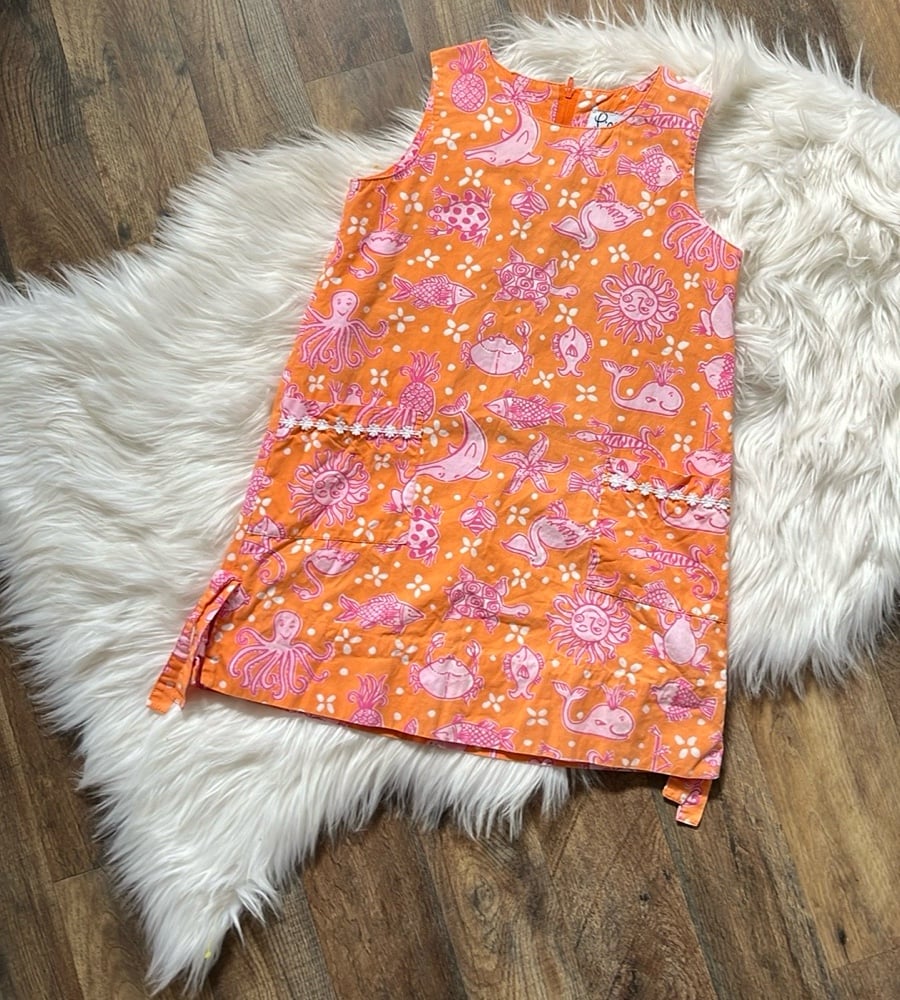 Lily Pulitizer vintage kids 7 orange and pink dress