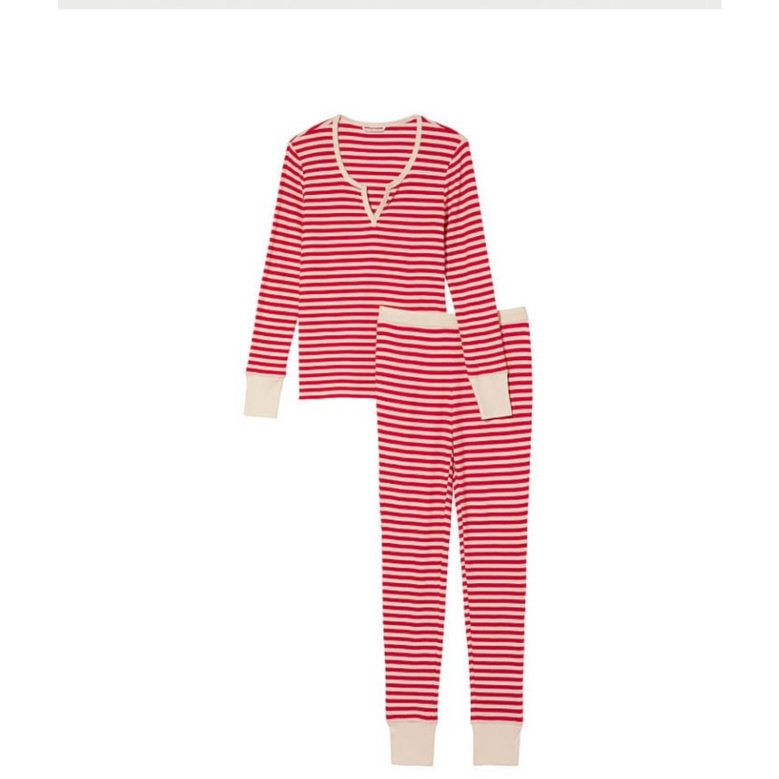 Victoria’s Secret Red Stripe Pajama Set Size XXL Thermal Peppermint
