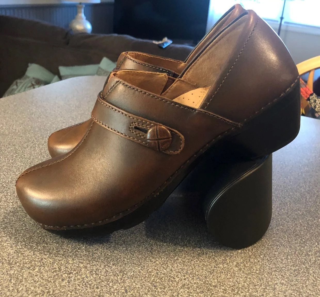 Brown leather Dansko Clogs