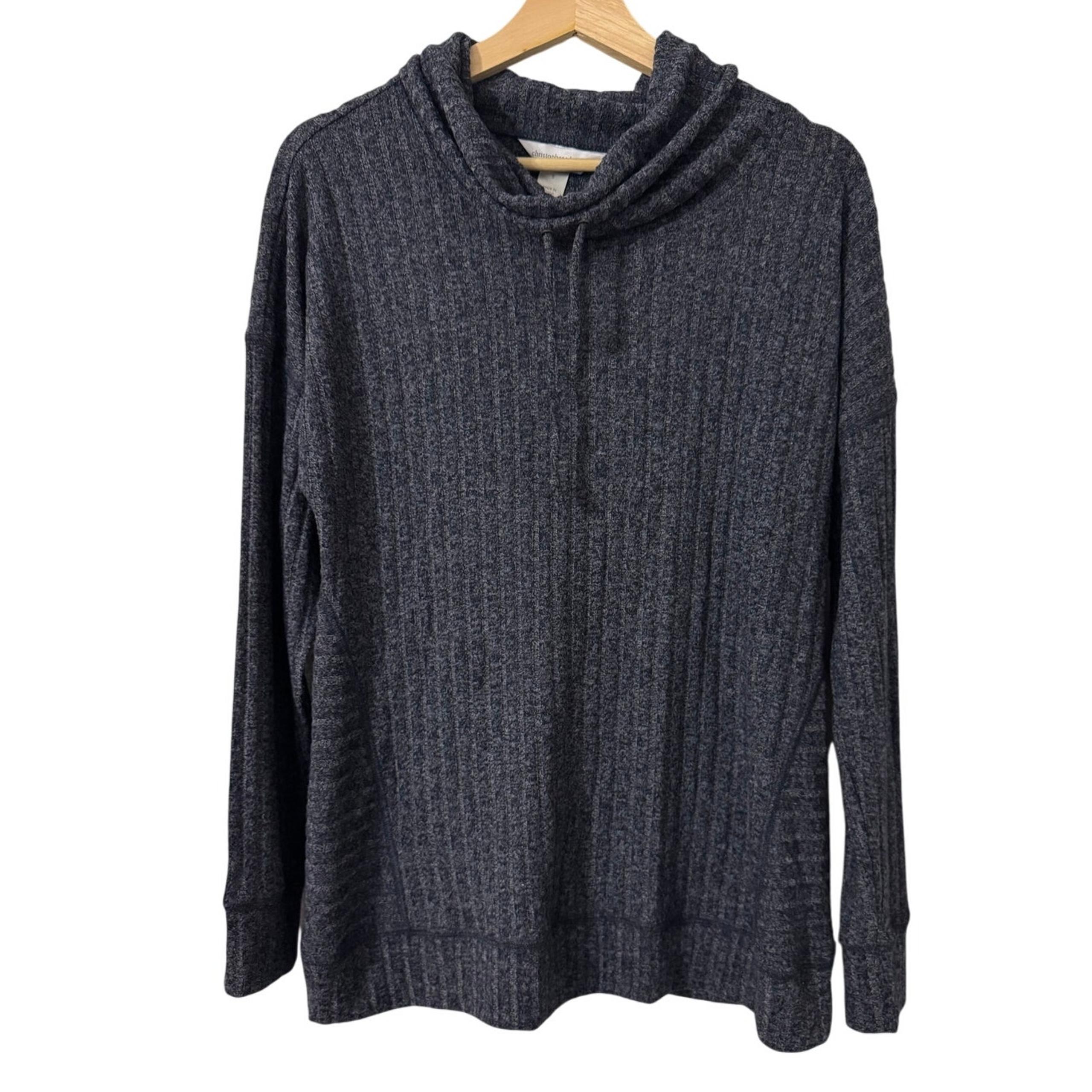 Christopher & Banks Navy Blue Ribbed Lightweight Cowl Neck Sweater Sz Small NWT