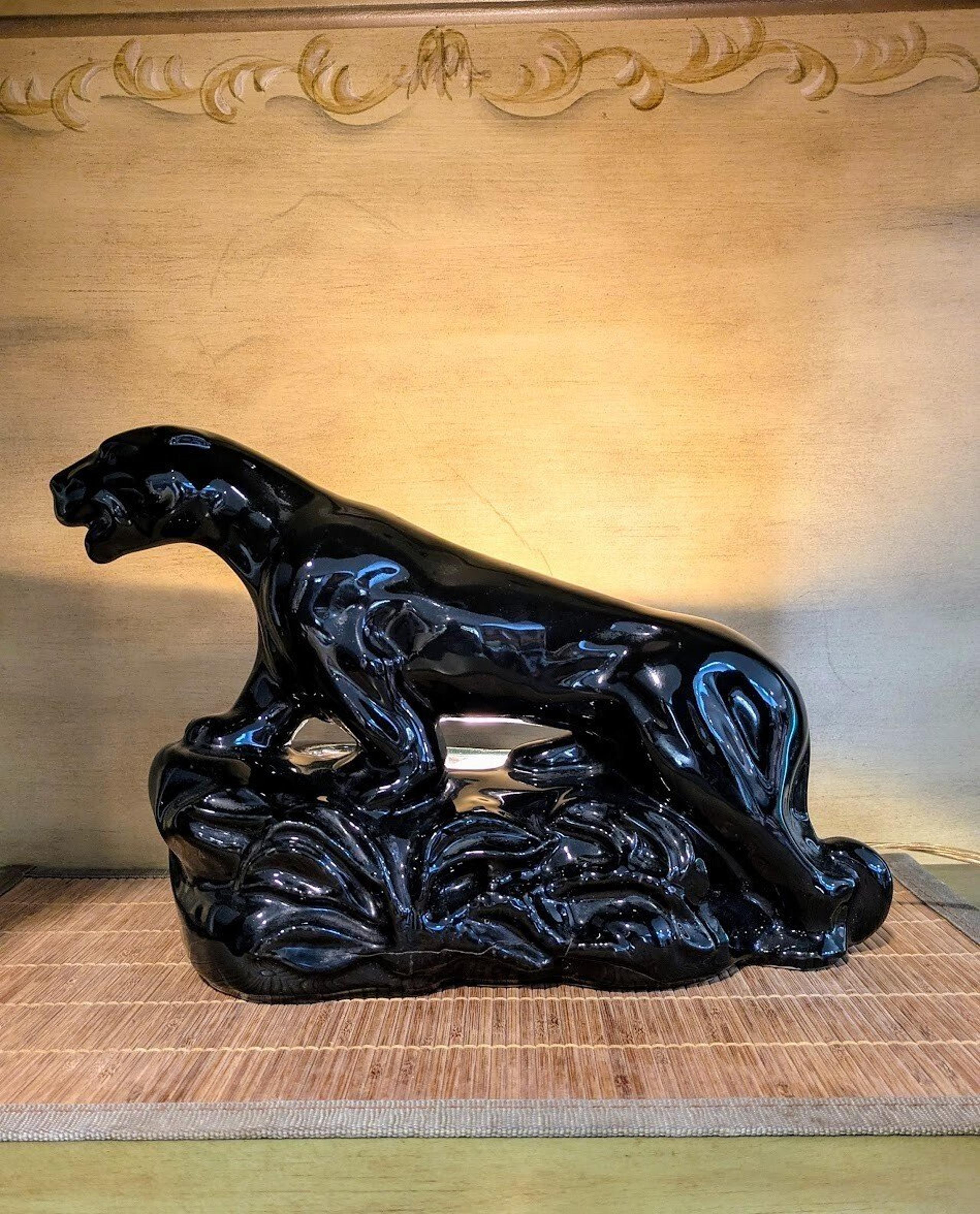 Vintage Black Panther TV Lamp | Phil Mar Light | 1950s | MCM