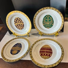 Beautiful set of Fabergé style egg plates