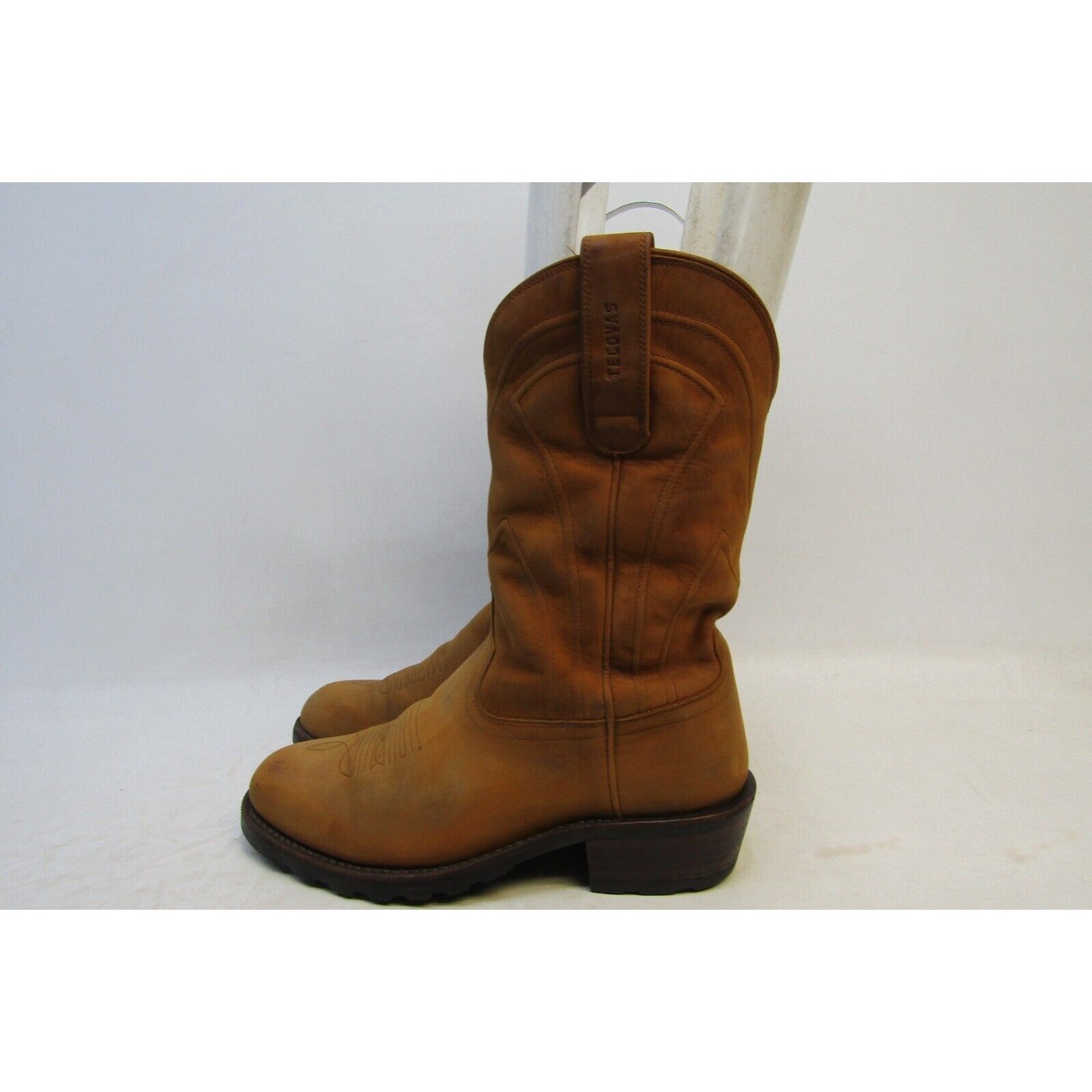 Tevovas The Bandera Mens Size 8 EE Brown Leather Cowboy Western Boots