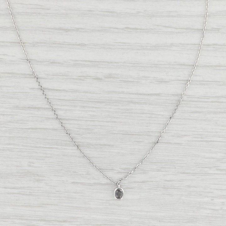 New 0.19ct Oval Color Change Garnet Pendant Necklace 14k White Gold 16
