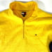 TOMMY HILFIGER Sweatshirt Size XL Yellow Blue Spell Out Sleeve 1/4 Zip Logo