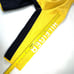 TOMMY HILFIGER Sweatshirt Size XL Yellow Blue Spell Out Sleeve 1/4 Zip Logo