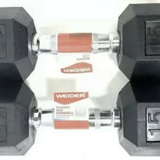 Weider DRH15 15lbs Rubber Hex Dumbbells