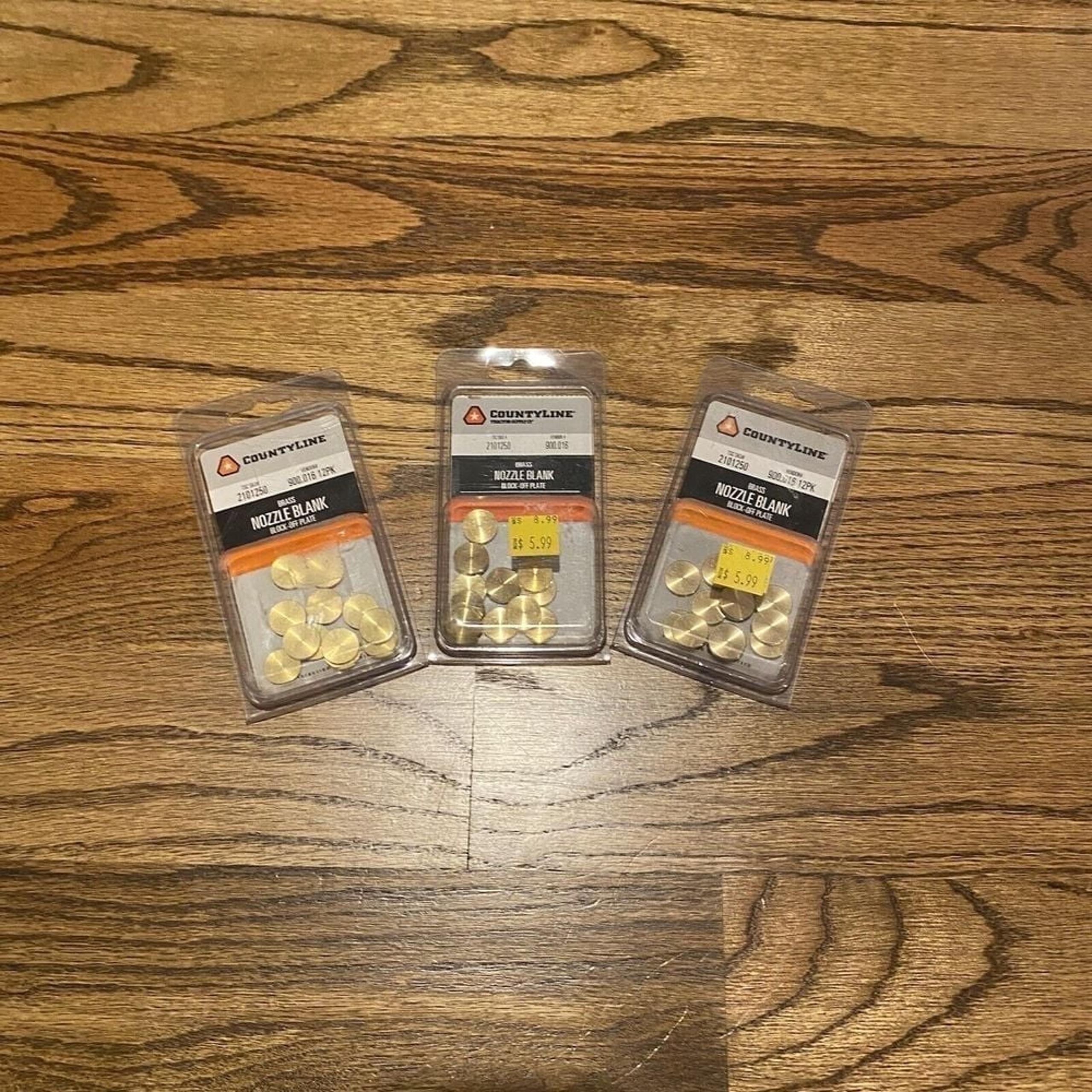 LOT OF 3 - CountyLine 2101250 Brass Nozzle Blank Block Off Plate - Sprayer