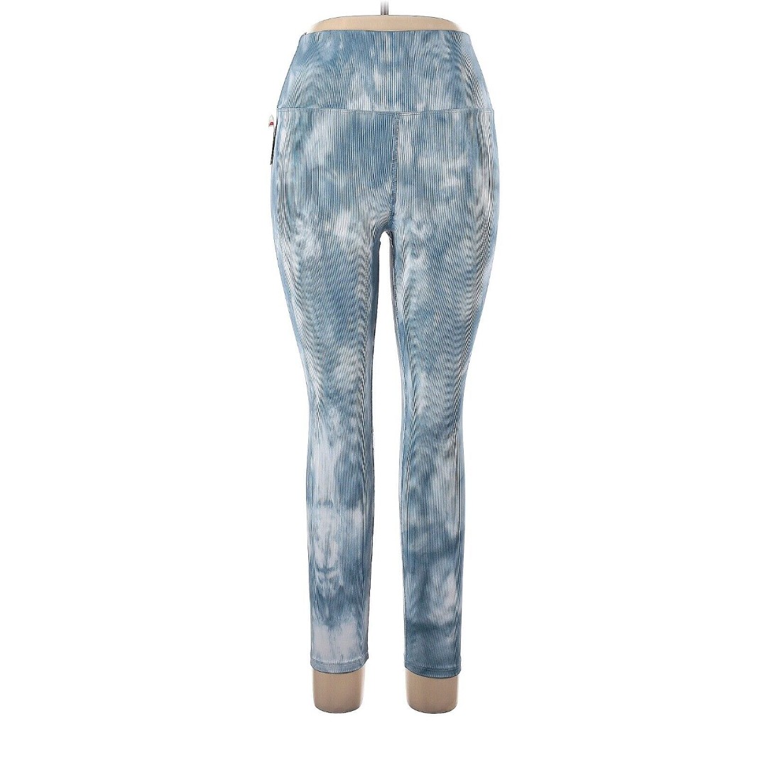CARBON38 French Navy White Tie Dye Ribbed 7/8 Leggings - L
