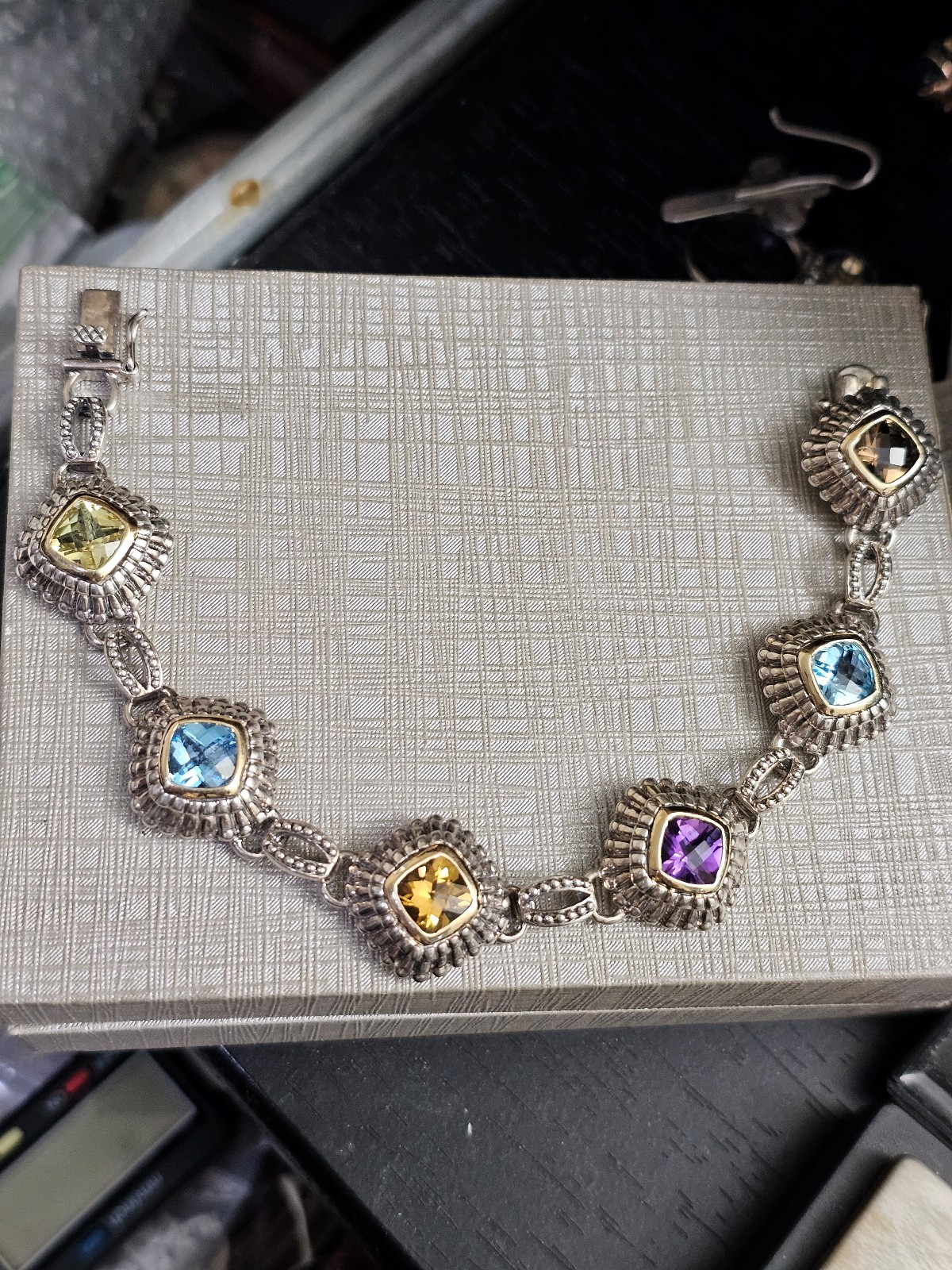 14k & 925 genuine gemstone bracelet