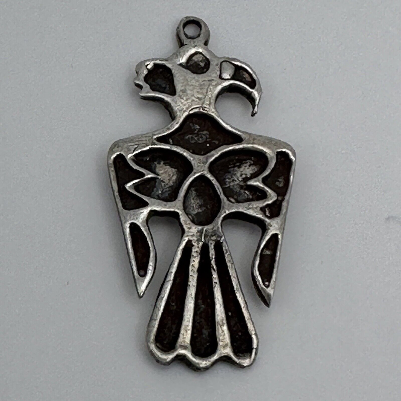 Sterling Silver Thunderbird Peyote Pendant Overlay Sand Cast Bird
