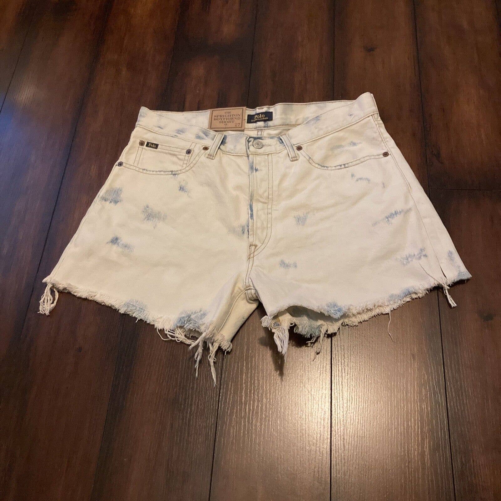 Polo Ralph Lauren 27 The Sprighton Boyfriend Cutoff Acid Wash Sky Shorts Women’s