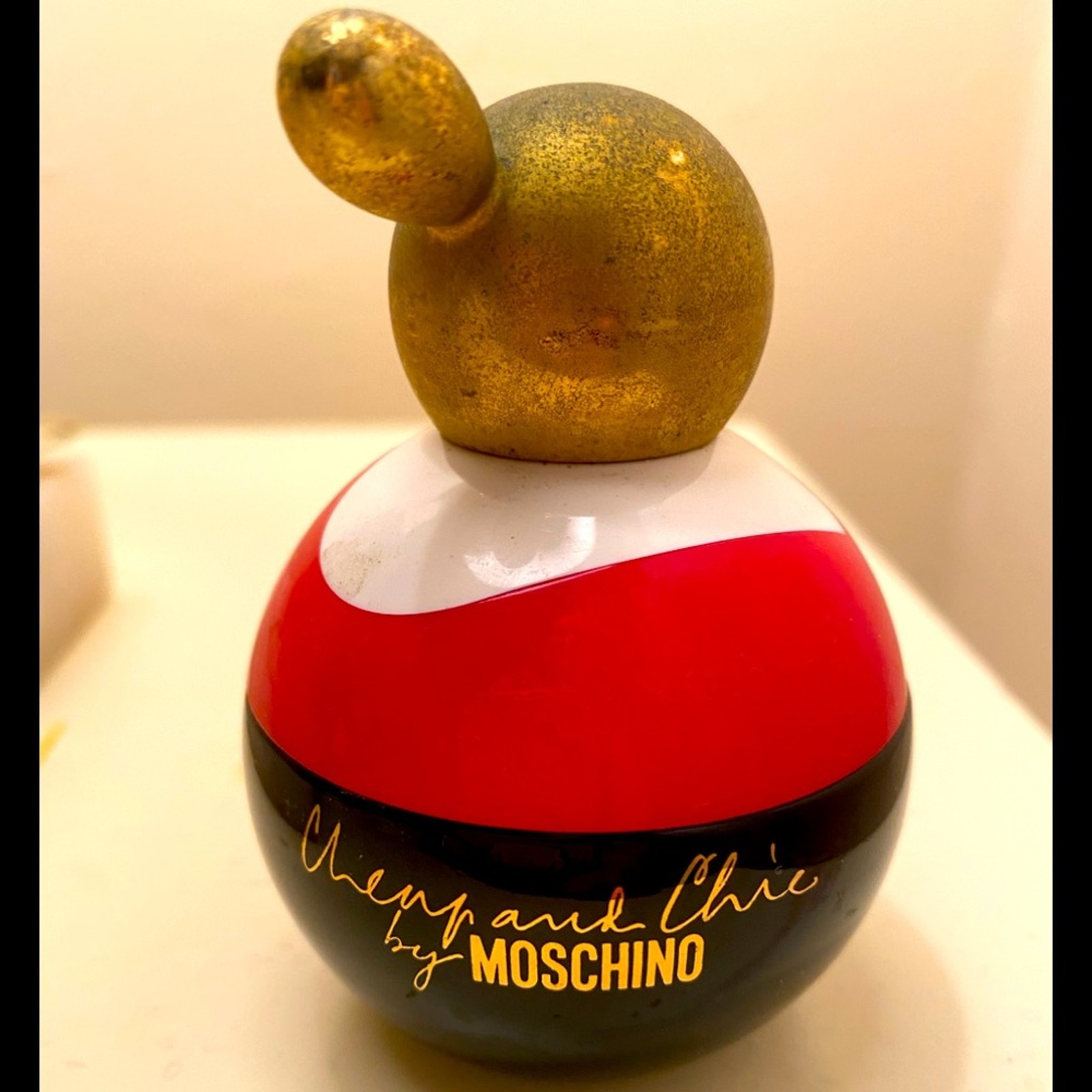 Vintage Moschino Perfume Bottle unique Rare glass Olive Oil Popeye shape figural