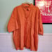 Planet by Lauren G Orange Linen One Size Short Sleeve Flowy Button Up Shirt