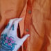 Planet by Lauren G Orange Linen One Size Short Sleeve Flowy Button Up Shirt