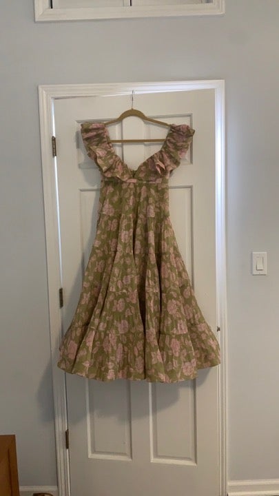 ワンピース Zimmermann DRESS (1760DSS251) Crush Twist Front Midi Dress Peach Lace Print Online