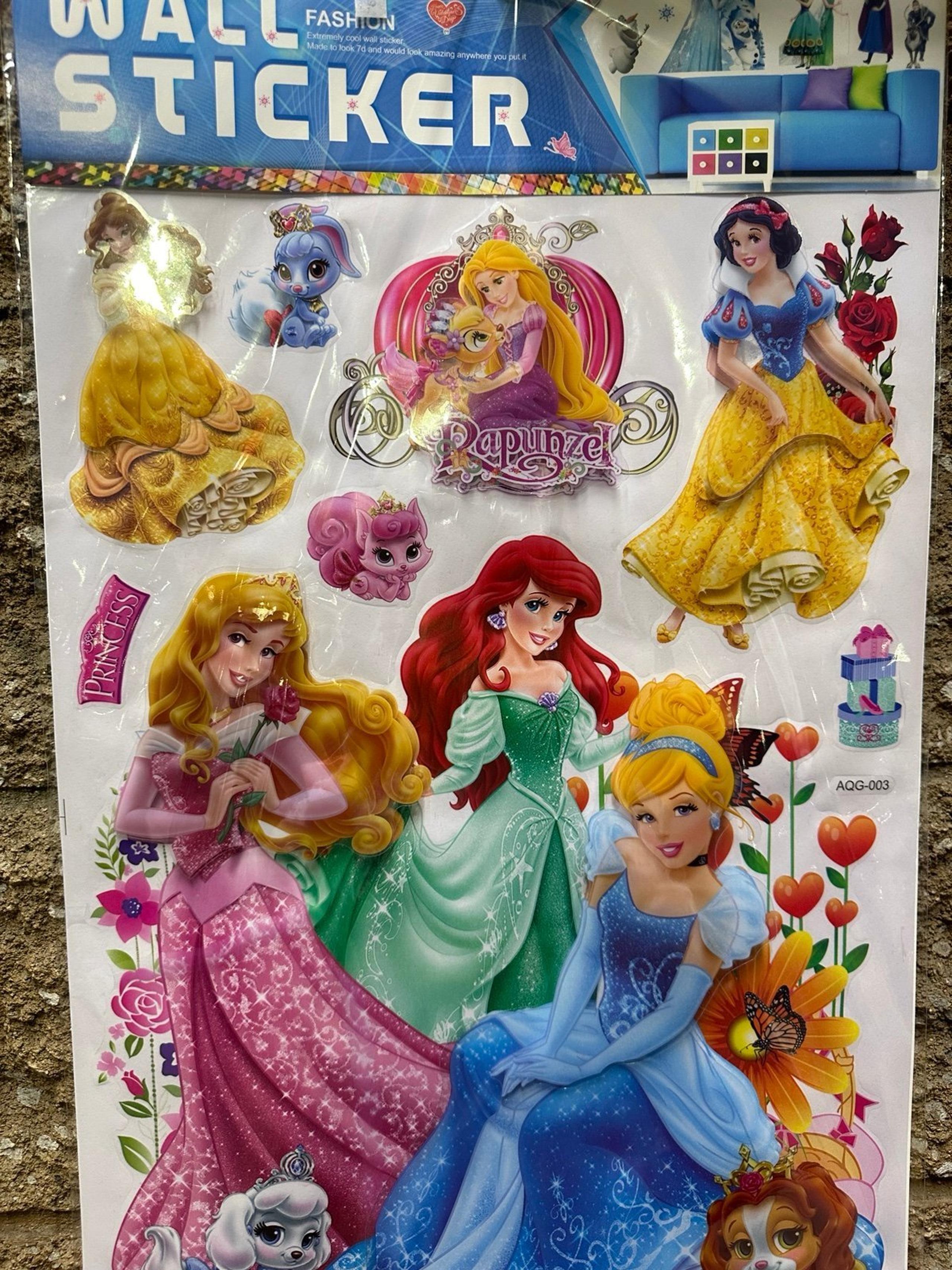 DISNEY PRINCESSES 7 D HOME DECOR WALL STICKERS STICKER SHEET HUGE 23 X 14 Inch