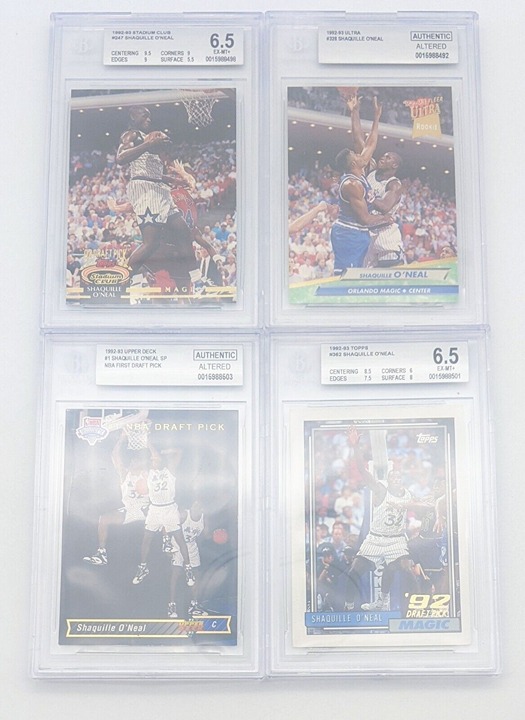 Shaquille O’Neal Rookie Card Lot of 4 Set Beckett Graded Topps Upper Deck Fleer