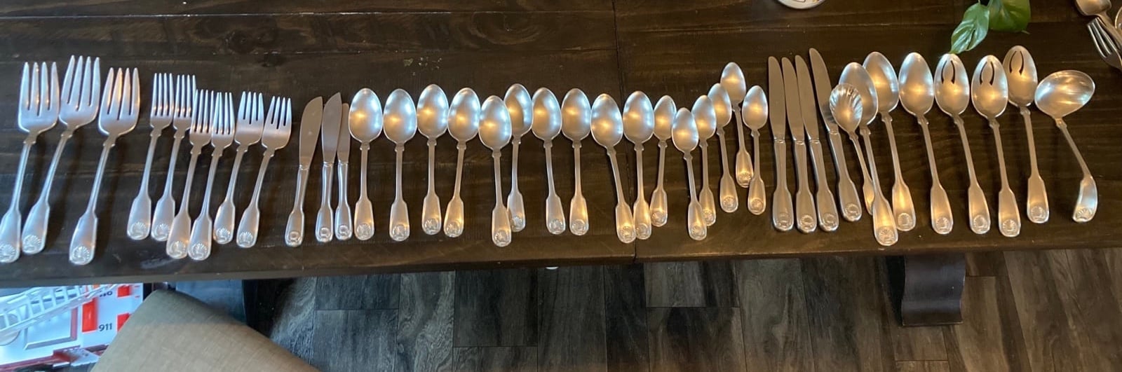 Reed and Barton vintage colonial shell stainless steel flatwear set
