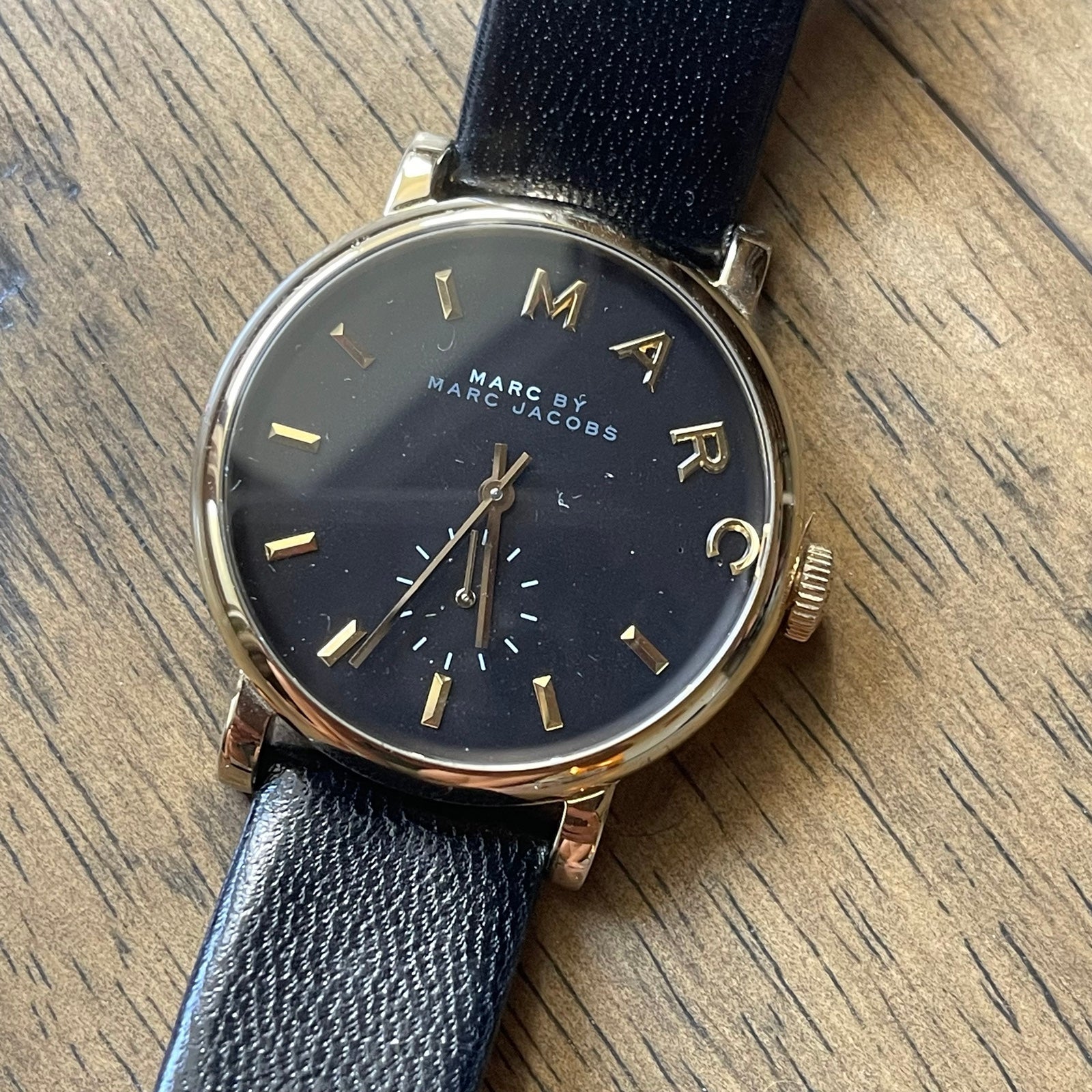 Marc by marc Jacobs watch ladies black leather gold